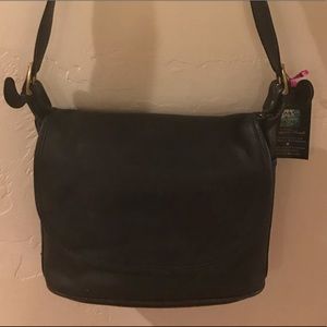 COACH Vintage Black Leather Saddle-Bag Messenger